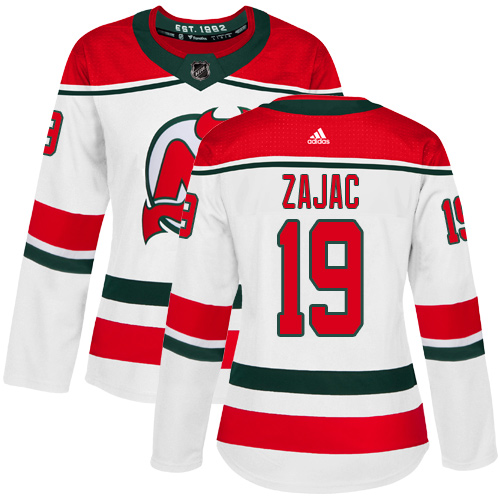 Adidas New Jersey Devils #19 Travis Zajac White Alternate Authentic Women's Stitched Jersey Womens