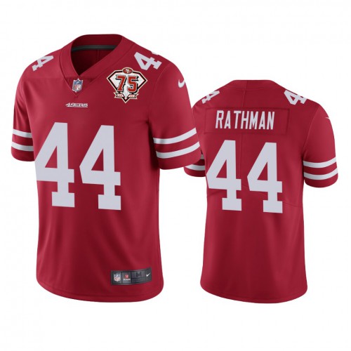 San Francisco 49ers #44 Tom Rathman Red Men's 75th Anniversary Stitched Vapor Untouchable Limited Jersey Men's