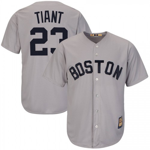 Boston Boston Red Sox #23 Luis Tiant Majestic Cooperstown Collection Cool Base Player Jersey Gray Men's