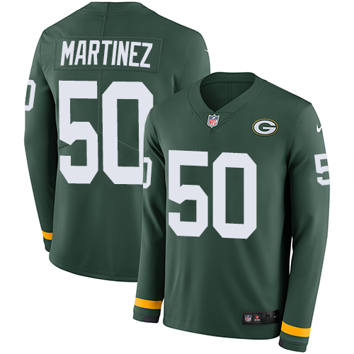 Green Bay Packers #50 Blake Martinez Green Team Color Men's Stitched Limited Therma Long Sleeve Jersey Men's