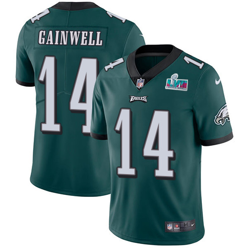 Eagles #14 Kenneth Gainwell Green Team Color Super Bowl LVII Patch Youth Stitched Vapor Untouchable Limited Jersey