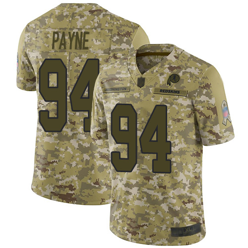 Washington Commanders #94 Da'Ron Payne Camo Youth Stitched Limited 2018 Salute to Service Jersey Youth