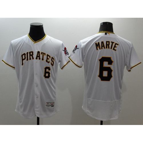Pittsburgh Pirates #6 Starling Marte White Flexbase Authentic Collection Stitched Jersey Men's