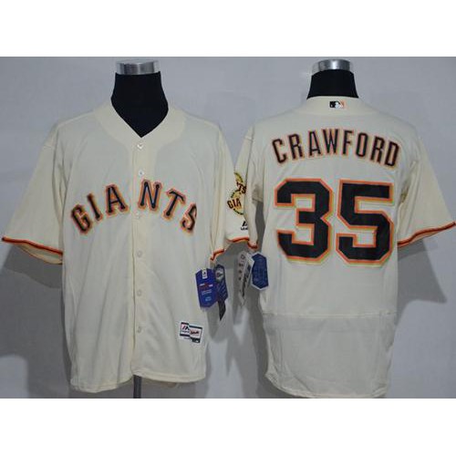 San Francisco Giants #35 Brandon Crawford Cream Flexbase Authentic Collection Stitched Jersey Men's