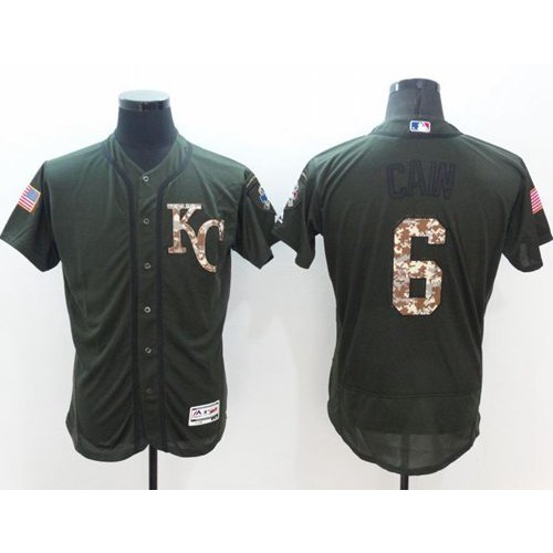 Kansas City Royals #6 Lorenzo Cain Green Flexbase Authentic Collection Salute to Service Stitched Jersey Men's