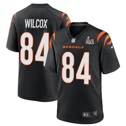 Cincinnati Cincinnati Bengals #84 Mitchell Wilcox Black Super Bowl LVI Patch Game Jersey Men's