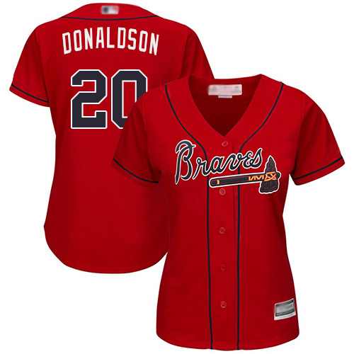 Atlanta Braves #20 Josh Donaldson Red Alternate Women's Stitched Jersey Womens