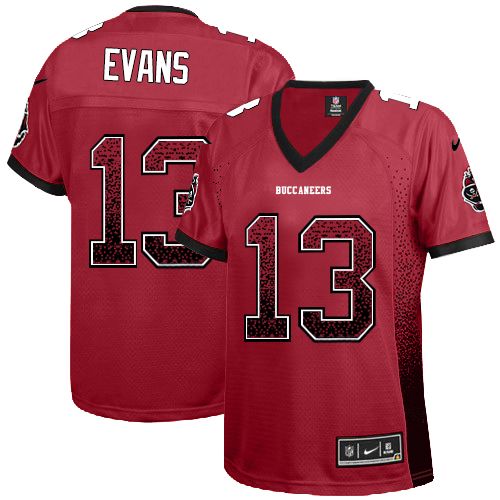 Buccaneers #13 Mike Evans Red Team Color Women's Stitched Elite Drift Fashion Jersey