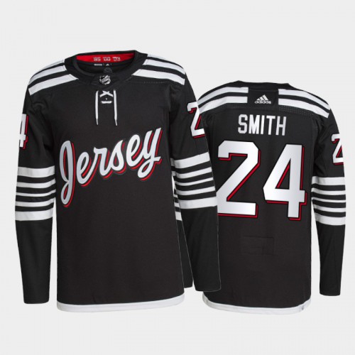Adidas New Jersey Devils #24 Ty Smith Men's 2021-22 Alternate Authentic Jersey - Black Men's