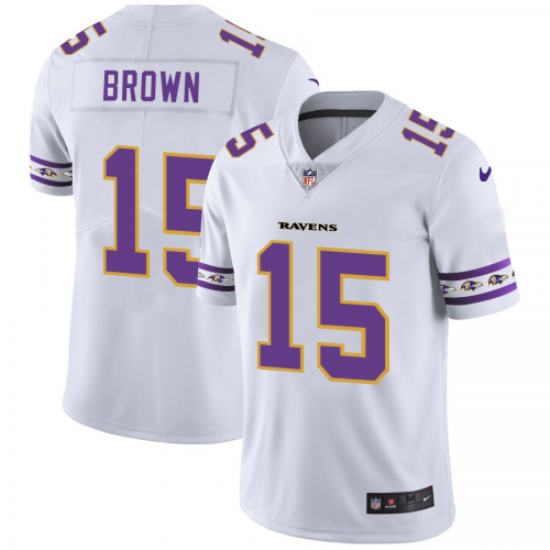 Baltimore Baltimore Ravens #15 Marquise Brown White Team Logo Vapor Limited Jersey Men's