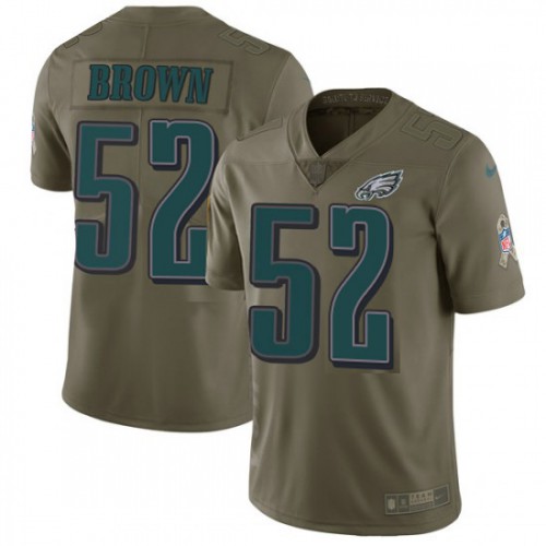 Philadelphia Eagles #52 Asantay Brown Olive Men's Stitched Limited 2017 Salute To Service Jersey Men's