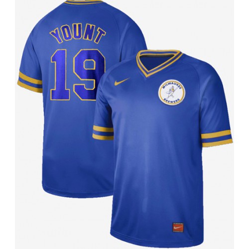 Milwaukee Brewers #19 Robin Yount Royal Authentic Cooperstown Collection Stitched Jersey Men's