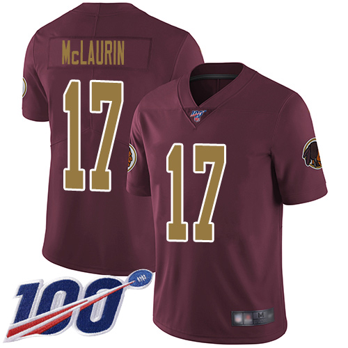 Commanders #17 Terry McLaurin Burgundy Red Alternate Youth Stitched 100th Season Vapor Limited Jersey