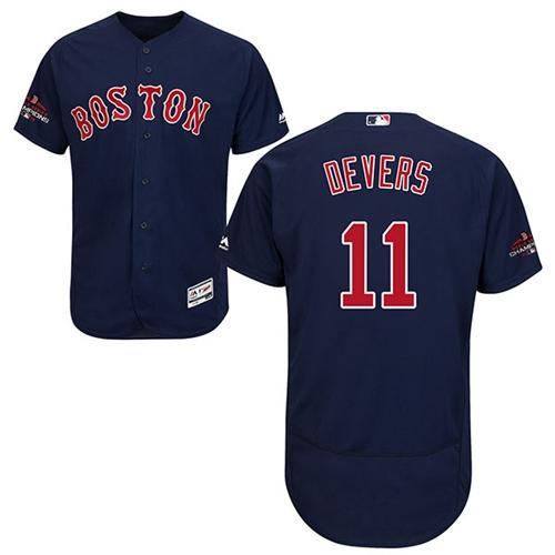 Boston Red Sox #11 Rafael Devers Navy Blue Flexbase Authentic Collection 2018 World Series Champions Stitched Jersey Men's