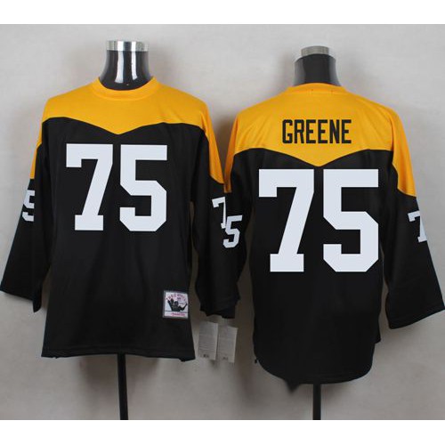 Mitchell And Ness 1967 Pittsburgh Steelers #75 Joe Greene Black/Yelllow Throwback Men's Stitched Jersey Men's