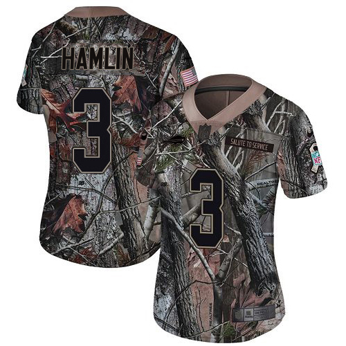 Bills #3 Damar Hamlin Camo Women's Stitched Limited Rush Realtree Jersey