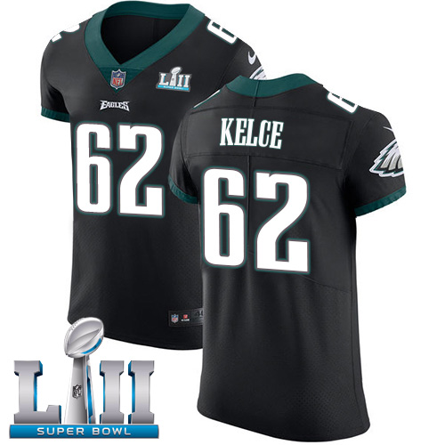 Eagles #62 Jason Kelce Black Alternate Super Bowl LII Men's Stitched Vapor Untouchable Elite Jersey