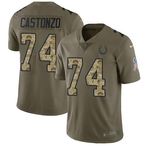 Indianapolis Colts #74 Anthony Castonzo Olive/Camo Youth Stitched Limited 2017 Salute To Service Jersey Youth