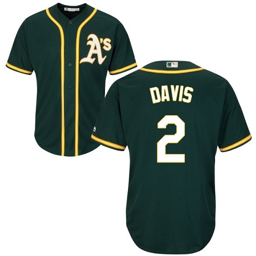 Oakland Athletics #2 Khris Davis Green Cool Base Stitched Youth Jersey Youth