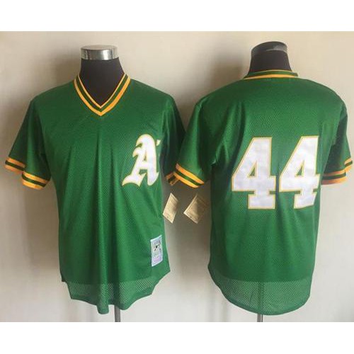 Mitchell And Ness 1987 Oakland Athletics #44 Reggie Jackson Green Throwback Stitched Jersey Men's