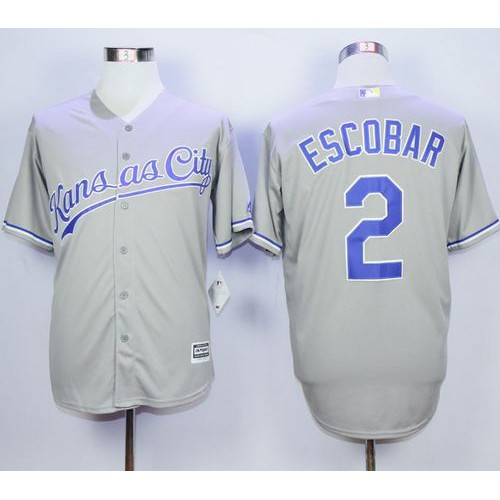 Kansas City Royals #2 Alcides Escobar Grey New Cool Base Stitched Jersey Men's