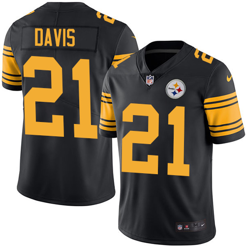 Pittsburgh Steelers #21 Sean Davis Black Men's Stitched Limited Rush Jersey Men's