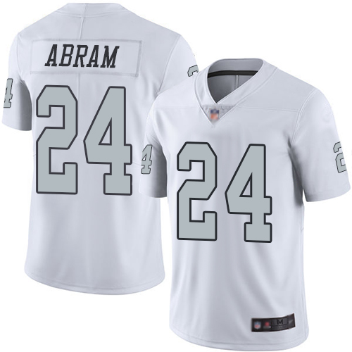 Raiders #24 Johnathan Abram White Youth Stitched Limited Rush Jersey