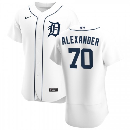 Detroit Detroit Tigers #70 Tyler Alexander Men's White Home 2020 Authentic Player Jersey Men's