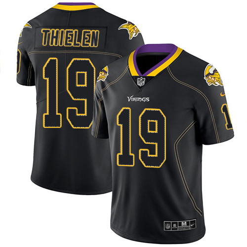 Vikings #19 Adam Thielen Lights Out Black Men's Stitched Limited Rush Jersey