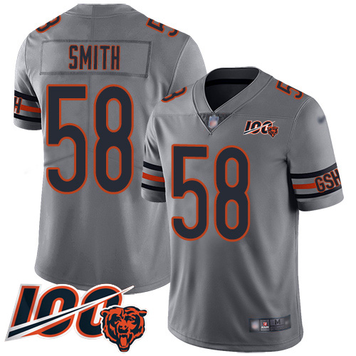 Chicago Bears #58 Roquan Smith Silver Youth Stitched Limited Inverted Legend 100th Season Jersey Youth