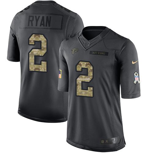 Atlanta Falcons #2 Matt Ryan Black Men's Stitched Limited 2016 Salute To Service Jersey Men's