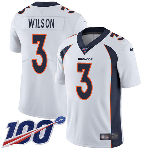 Broncos #3 Russell Wilson White Men's Stitched 100th Season Vapor Untouchable Limited Jersey