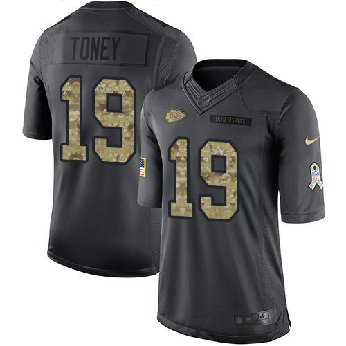 Chiefs #19 Kadarius Toney Black Men's Stitched Limited 2016 Salute To Service Jersey