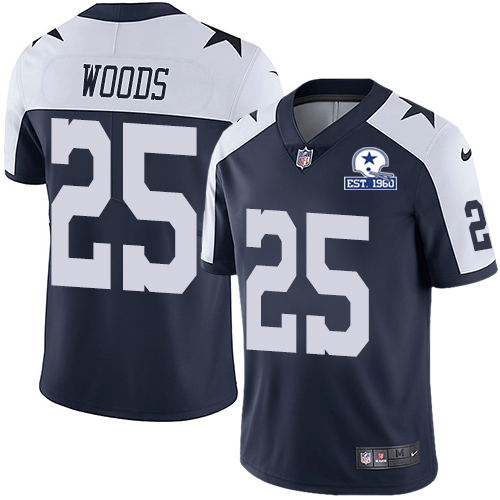 Dallas Cowboys #25 Xavier Woods Navy Blue Thanksgiving Men's Stitched With Established In 1960 Patch Vapor Untouchable Limited Throwback Jersey Me