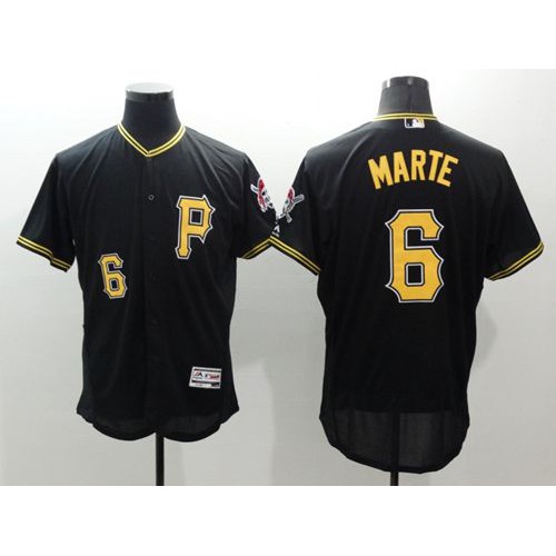 Pittsburgh Pirates #6 Starling Marte Black Flexbase Authentic Collection Stitched Jersey Men's