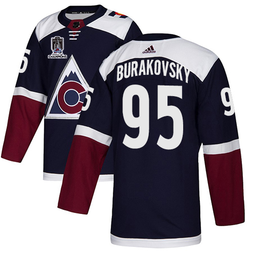 Adidas Colorado Avalanche #95 Andre Burakovsky Navy 2022 Stanley Cup Champions Alternate Authentic Stitched Jersey Men's