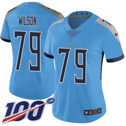Tennessee Titans #79 Isaiah Wilson Light Blue Alternate Women's Stitched 100th Season Vapor Untouchable Limited Jersey Womens
