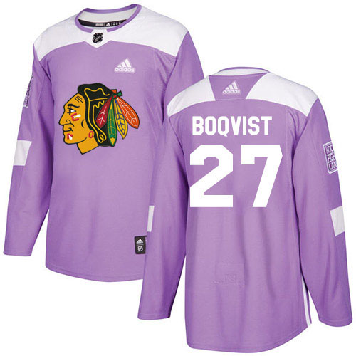 Adidas Chicago Blackhawks #27 Adam Boqvist Purple Authentic Fights Cancer Stitched Jersey Men's