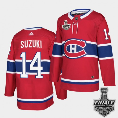 Adidas Montreal Canadiens #14 Nick Suzuki Red Home Authentic 2021 Stanley Cup Final Patch Jersey Men's