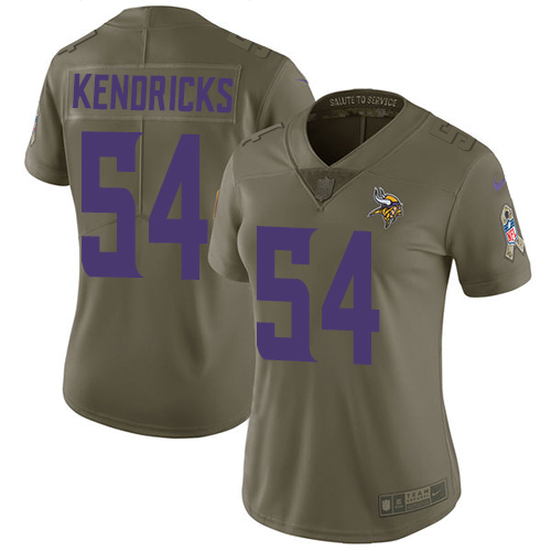 Minnesota Vikings #54 Eric Kendricks Olive Women's Stitched Limited 2017 Salute to Service Jersey Womens