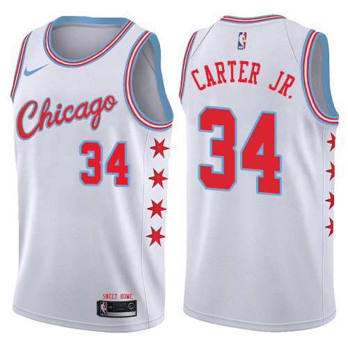 Chicago Bulls #34 Wendell Carter Jr. White Swingman City Edition Jersey Mens