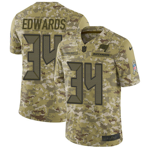 Tampa Bay Buccaneers #34 Mike Edwards Camo Youth Stitched Limited 2018 Salute To Service Jersey Youth