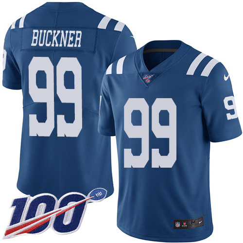 Indianapolis Colts #99 DeForest Buckner Royal Blue Men's Stitched Limited Rush 100th Season Jersey Men's