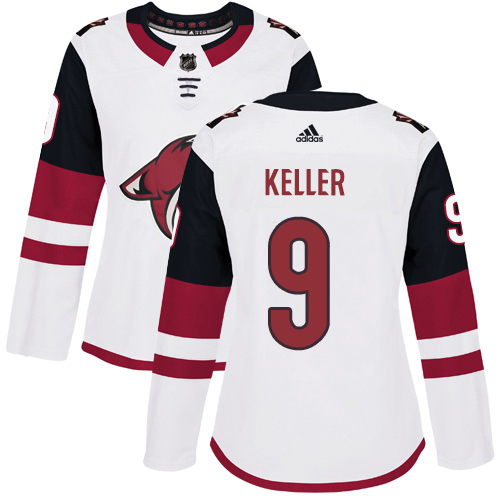 Adidas Arizona Coyotes #9 Clayton Keller White Road Authentic Women's Stitched Jersey Womens