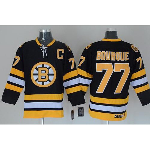 Boston Bruins #77 Ray Bourque Black CCM Throwback Stitched Jersey Men's