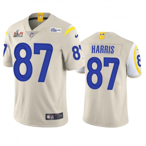 Los Angeles Los Angeles Rams #87 Jacob Harris Men's Super Bowl LVI Patch Vapor Limited Jersey - Bone Men's