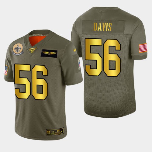New Orleans New Orleans Saints #56 Demario Davis Men's Olive Gold 2019 Salute to Service Limited 100 Jersey Men's