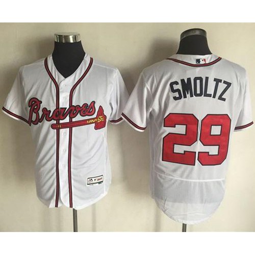 Atlanta Braves #29 John Smoltz White Flexbase Authentic Collection Stitched Jersey Men's