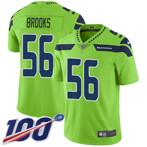 Seattle Seahawks #56 Jordyn Brooks Green Men's Stitched Limited Rush 100th Season Jersey Men's