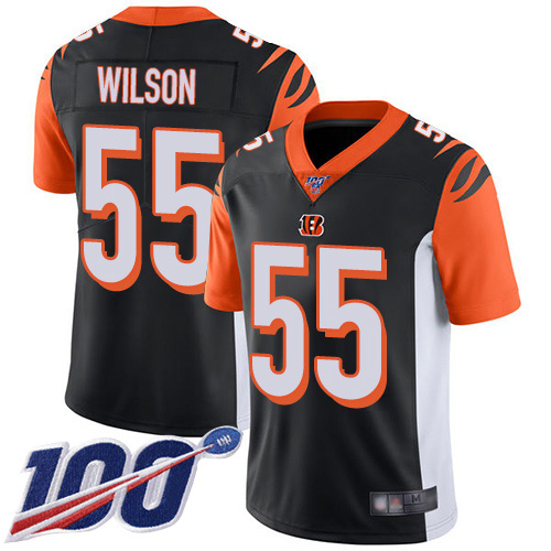 Cincinnati Bengals #55 Logan Wilson Black Team Color Men's Stitched 100th Season Vapor Untouchable Limited Jersey Men's